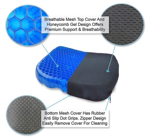 Lakote Gel Chair Seat Cushion Provide Relief for Lower Back Hip Pain Airflow Orthopedic Design Seat Pad 